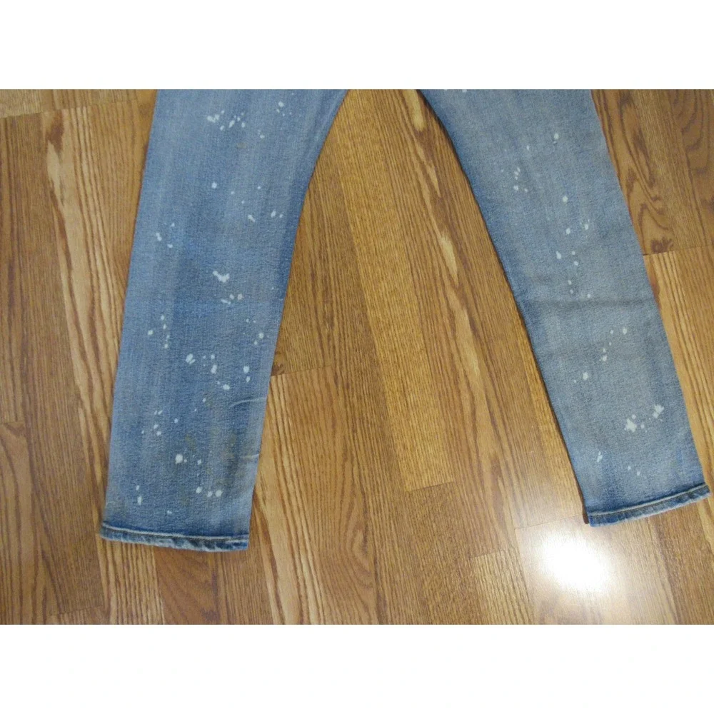 Waimea Savage Graphic Skinny Fit Jeans Light Wash Distressed Splatter Mens 36x32